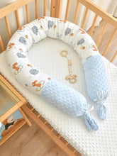 Tour de lit bébé cylindrique bleu ciel doux et respirant, protection anti-choc 180 cm