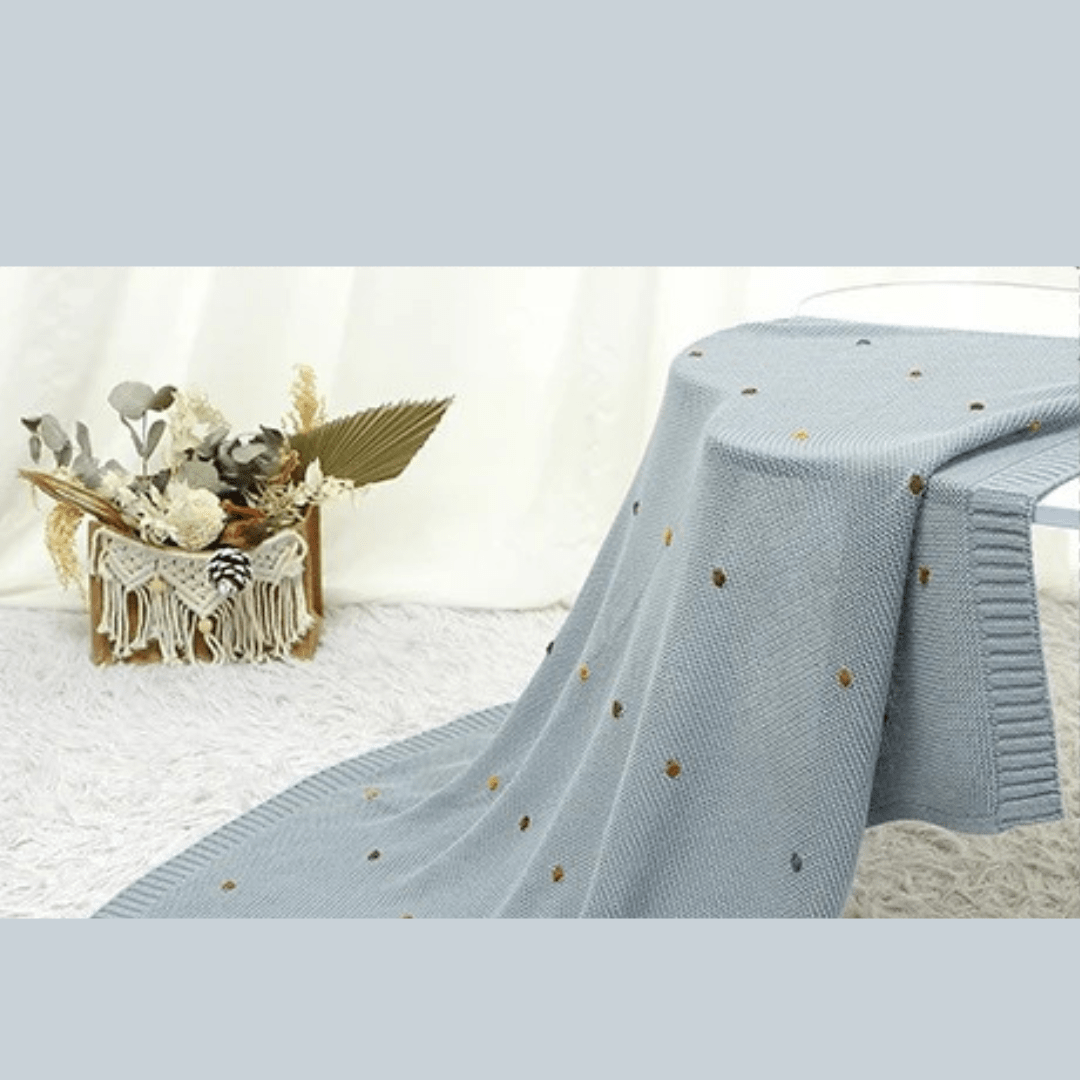 plaid naissance laine bleue bébé pour lit ou berceau