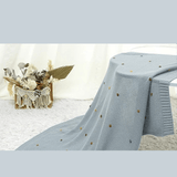 plaid naissance laine bleue bébé pour lit ou berceau