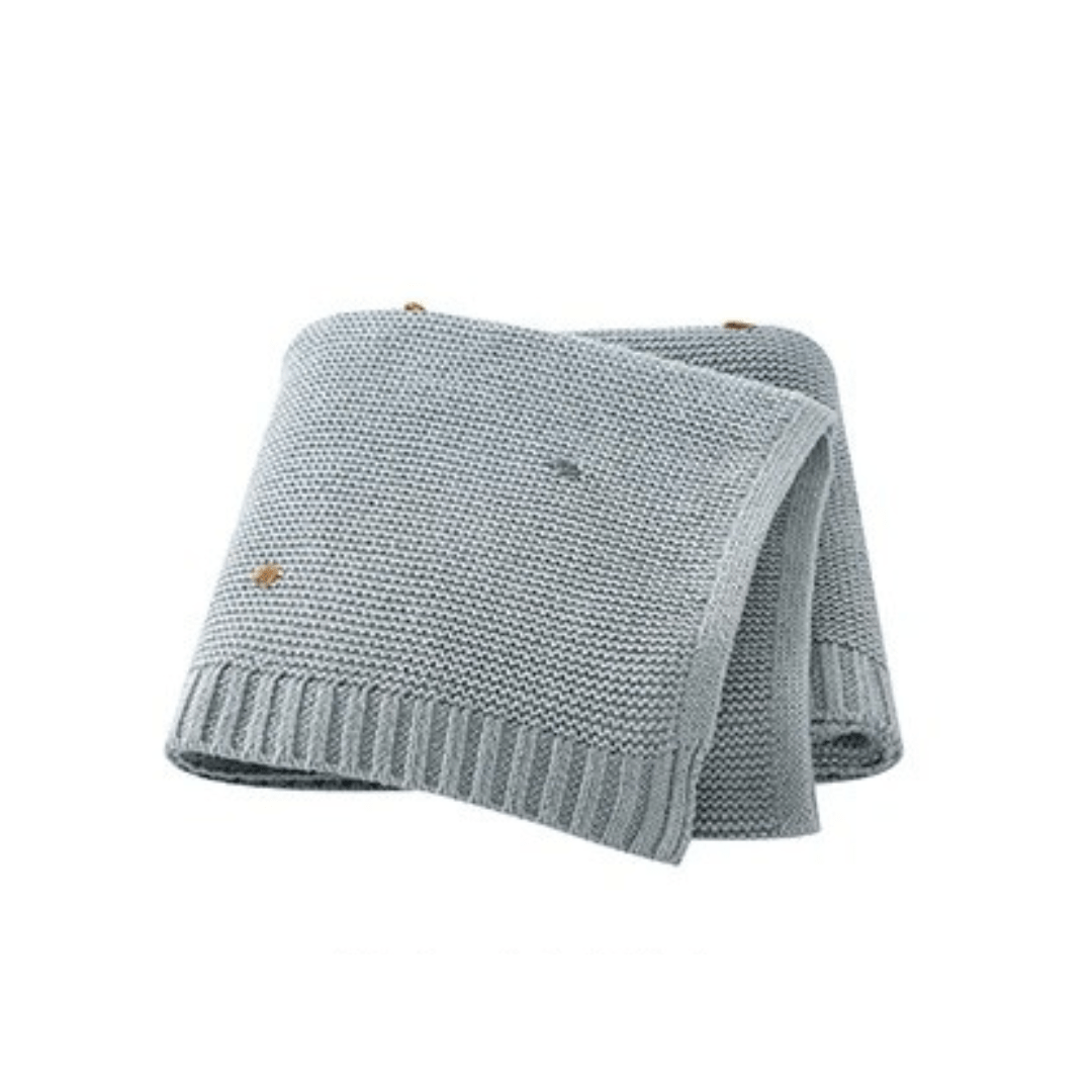 couverture bébé bleue en laine pour cadeau de naissance