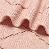 Textile en coton tricoté rose pour couverture bébé vintage et douce