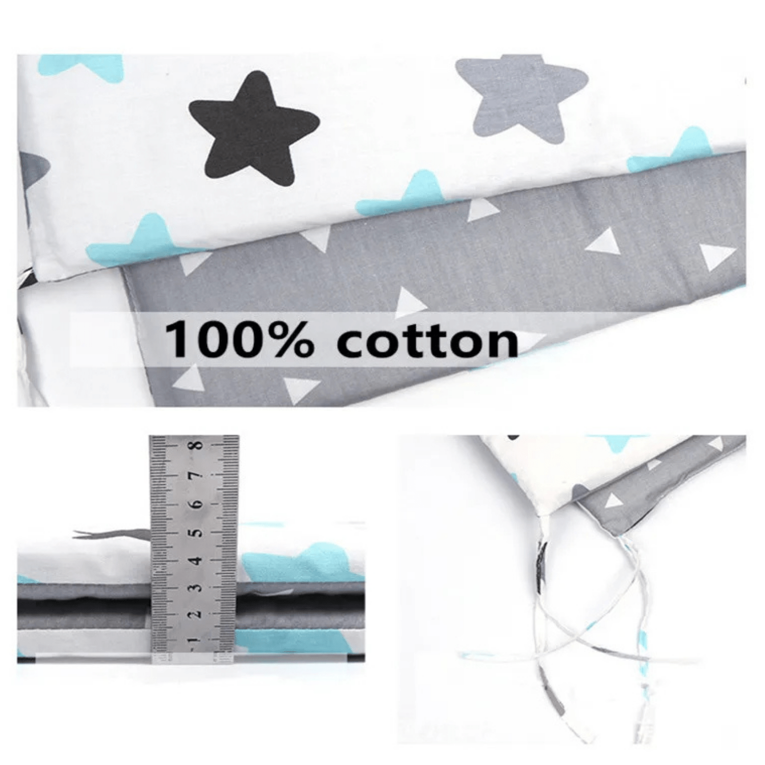 Design céleste avec motifs d’étoiles argentées dans la chambre de bébé